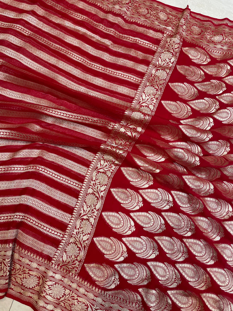 Khaddi Georgette Handloom Banarasi Saree - The Handlooms