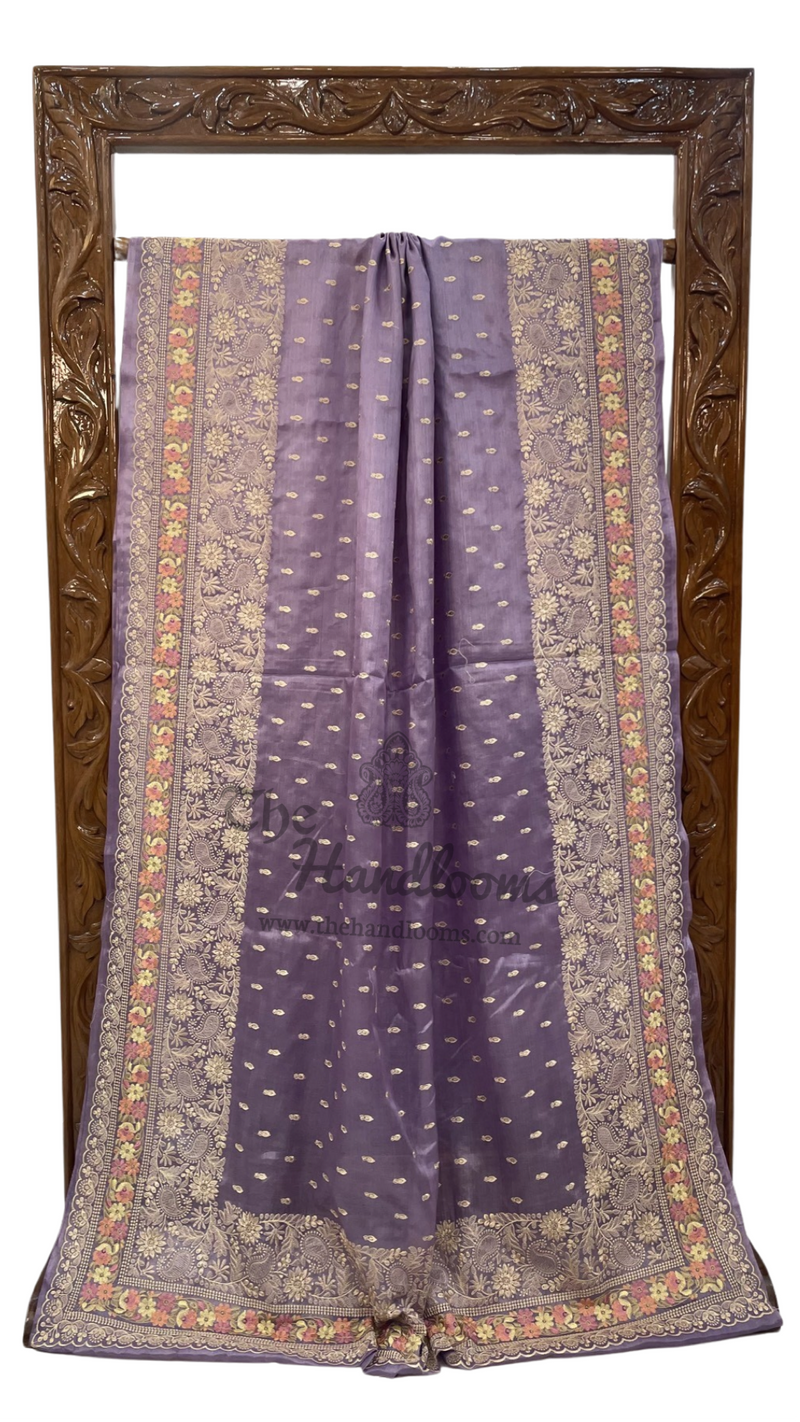 Tussar Silk Handloom Banarasi Saree With Chikankari - The Handlooms