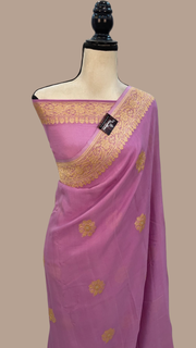 Pure Khaddi Georgette Banarasi Saree -  Gold zari - The Handlooms