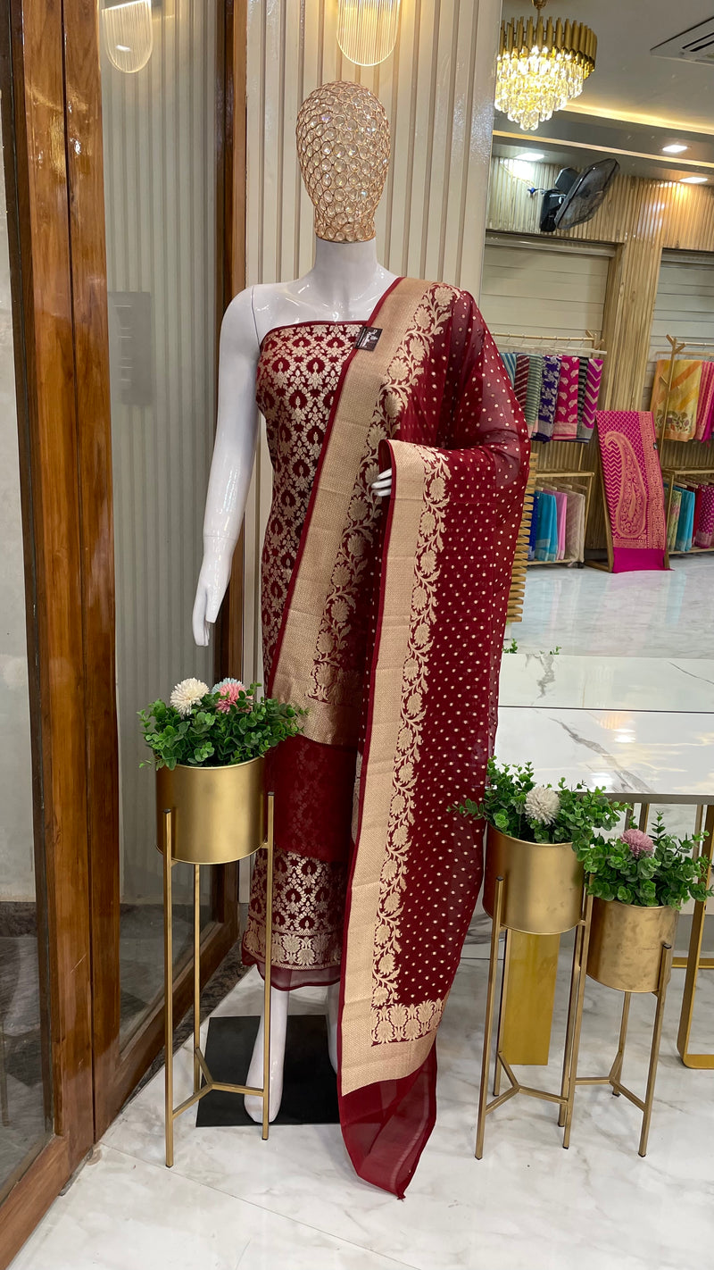 Khaddi Georgette Banarasi Dress material - The Handlooms