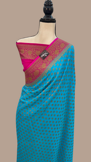 Khaddi Georgette Handloom Banarasi Saree -  Antique zari - The Handlooms