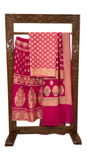 Pure Khaddi Georgette Handloom Banarasi Lehenga - Stitched - The Handlooms