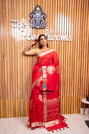 Red Pure Kora Handloom Banarasi Saree - The Handlooms