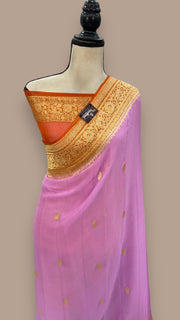 Pure Georgette Handloom Banarasi Saree - Gold zari - The Handlooms