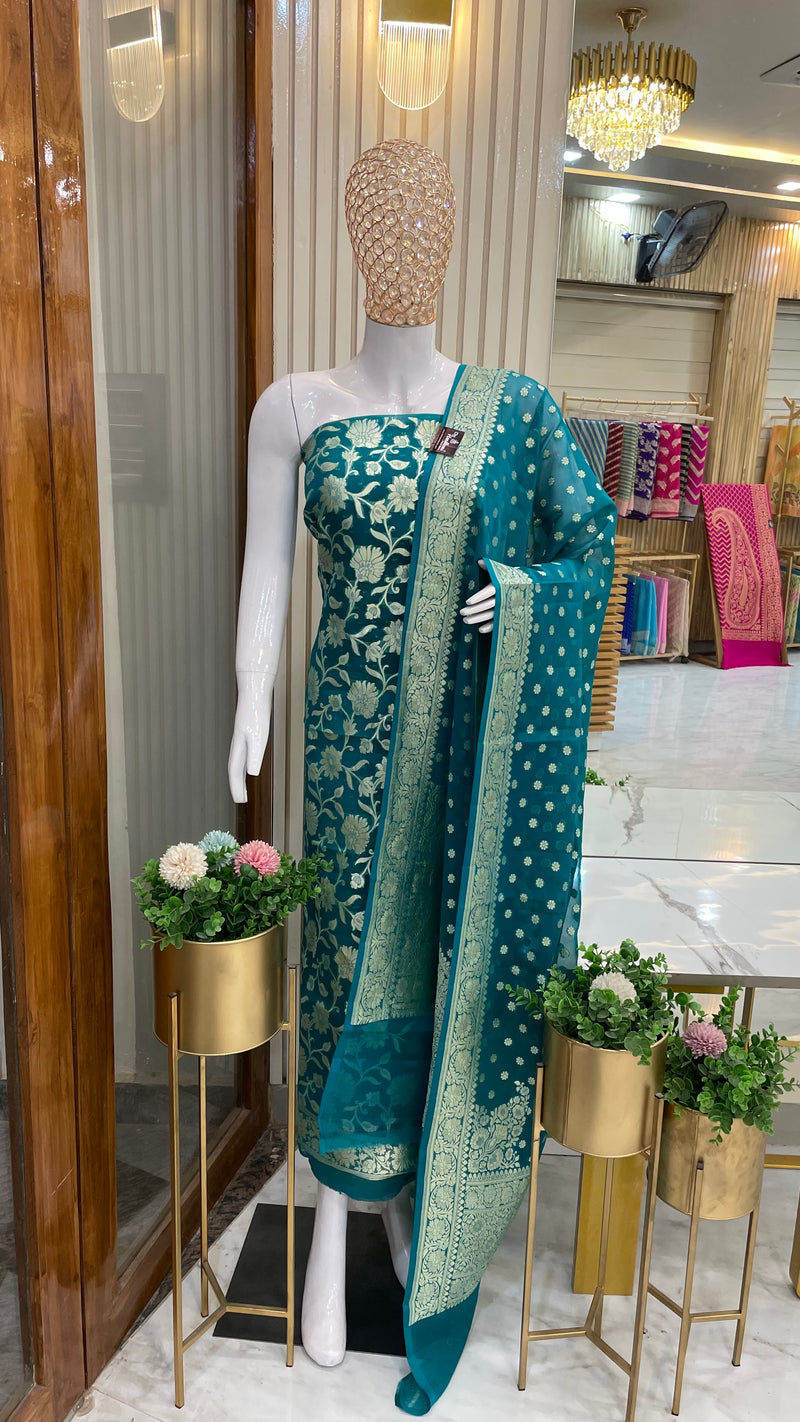 Khaddi Georgette Banarasi Dress material - The Handlooms