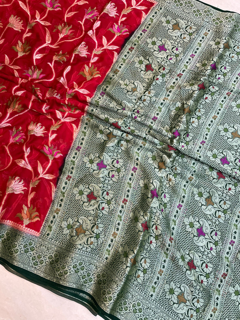 Pure Chiffon Khaddi Banarasi Saree - The Handlooms