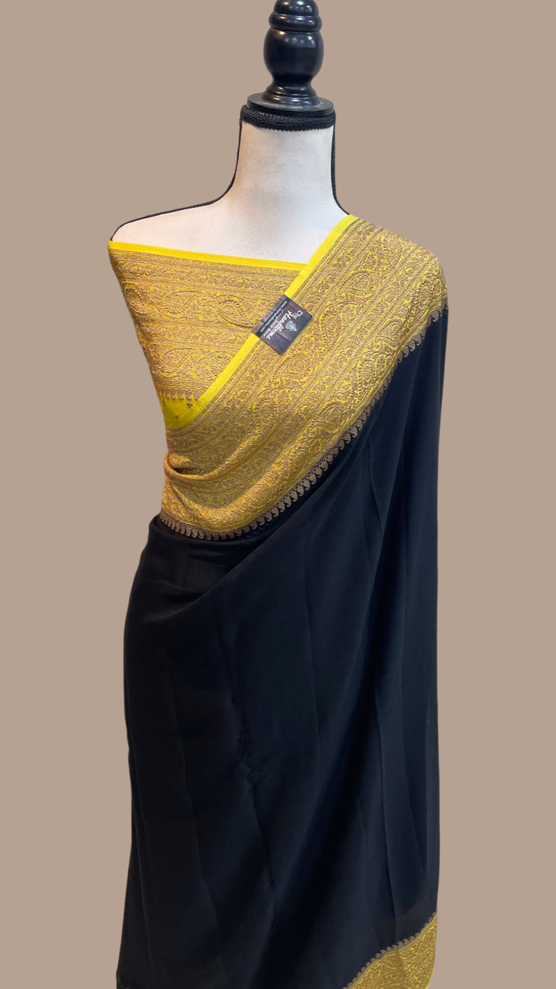 Khaddi Georgette Banarasi Saree -  Antique zari - The Handlooms