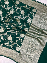 Pure Khaddi Georgette Dupatta - water zari - The Handlooms