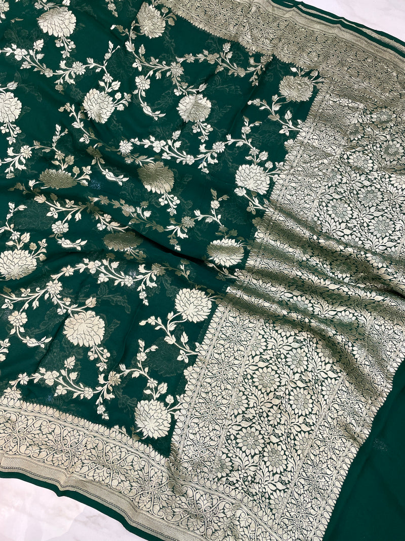 Pure Khaddi Georgette Dupatta - water zari - The Handlooms