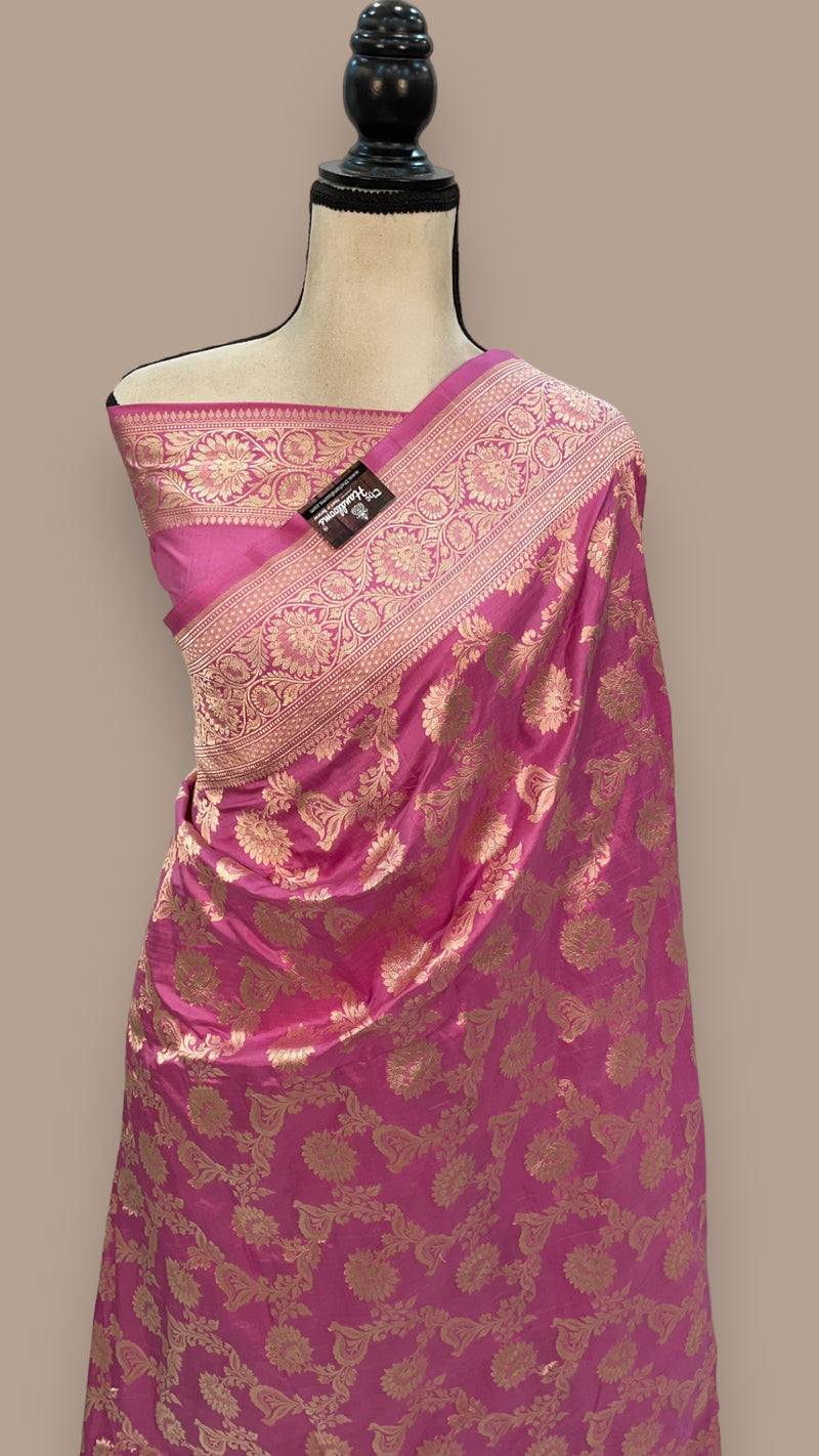 Pure Katan Silk Banarasi Handloom Saree - All over Jaal work - The Handlooms