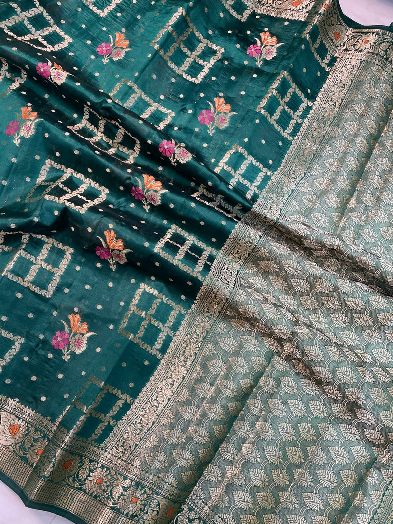 Pure Dupion Silk Banarasi Saree - Gold Zari - The Handlooms