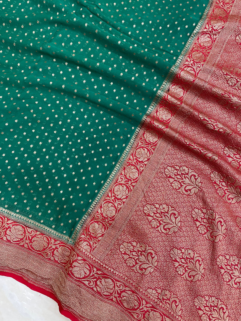 Khaddi Georgette Banarasi Saree -  Antique zari - The Handlooms