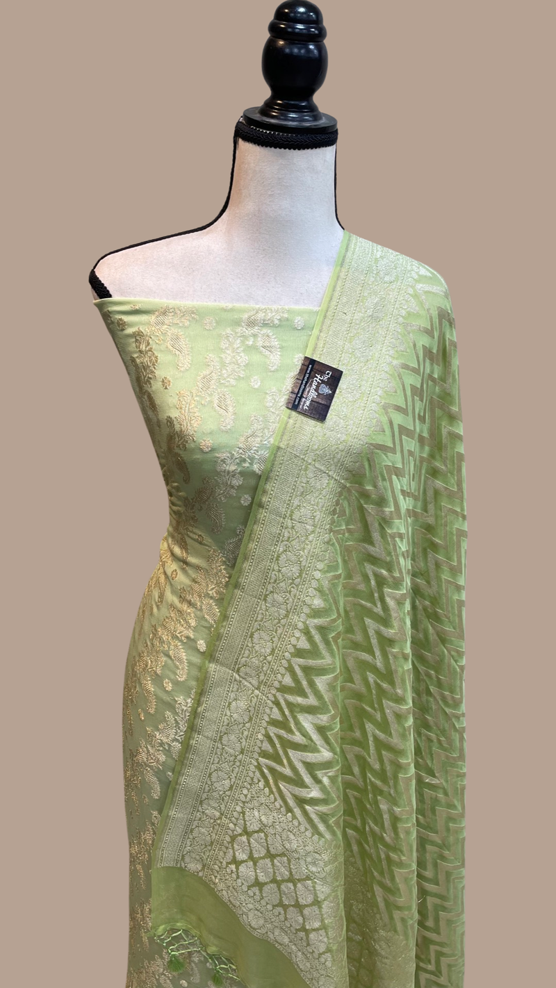 Pure Khaddi Georgette Banarasi Dress material - The Handlooms