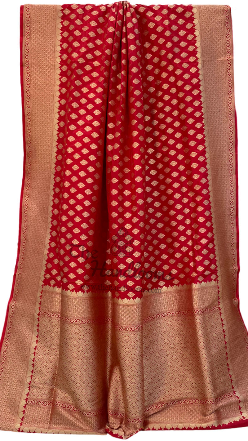 Pure ure Katan Silk Banarasi Handloom Saree - All Over Jaal Work - The Handlooms