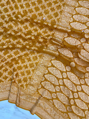 Pure Georgette Banarasi Bandhej Handloom Saree - The Handlooms