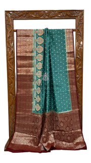 Pure Chiniya Silk Handloom Banarasi Saree with Chikankari - The Handlooms