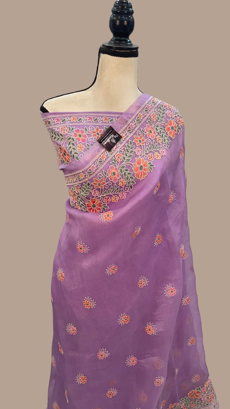 Pure Organza Chikankari Handloom Banarasi Saree - The Handlooms