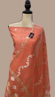 Pure Katan Silk Handlooms Banarasi Dress material With Organza Dupatta - The Handlooms