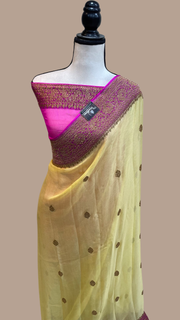 Pure Georgette Banarasi Saree - Antique Zari - The Handlooms