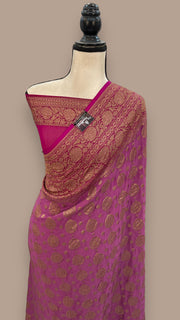 Khaddi Georgette Handloom Banarasi Saree -  Antique zari - The Handlooms