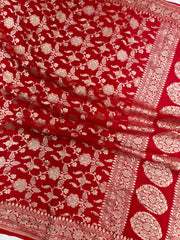 Pure Khaddi Georgette Dupatta - water zari - The Handlooms