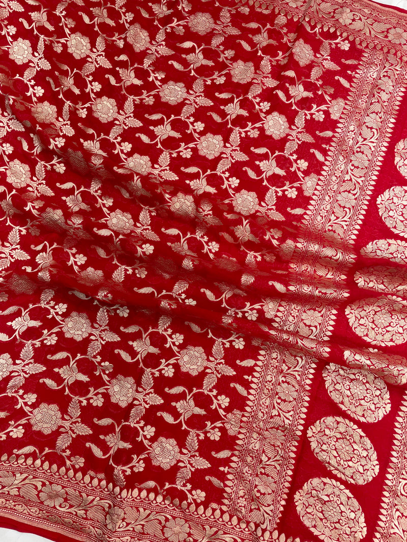 Pure Khaddi Georgette Dupatta - water zari - The Handlooms