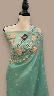 Pure Organza Chikankari Handloom Banarasi Saree - The Handlooms