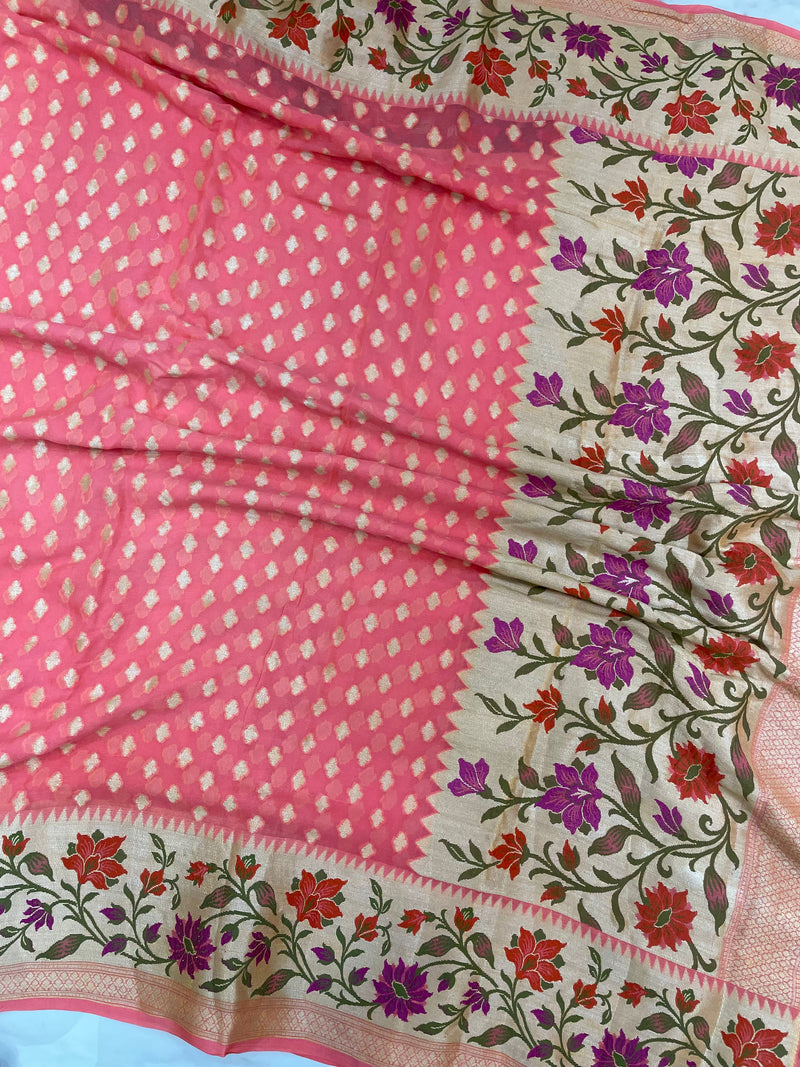 Pure Chiffon Khaddi Banarasi Saree - The Handlooms