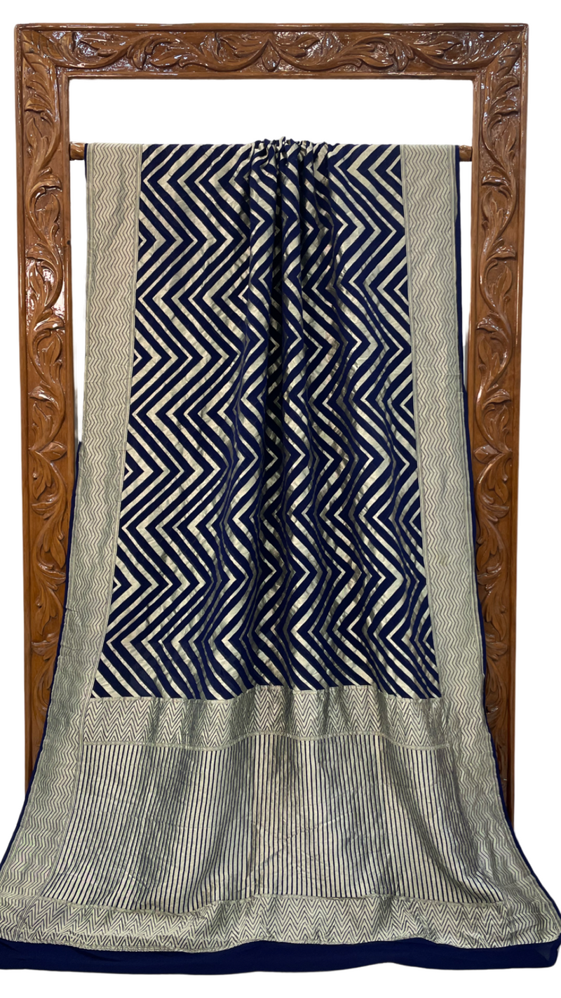 Pure Khaddi Georgette Handloom Banarasi Saree - The Handlooms