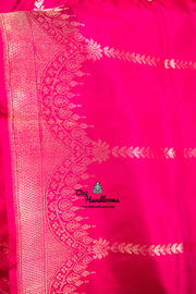 Pure Katan Silk Banarasi Handloom Saree - All over Kadua Stripe - The Handlooms