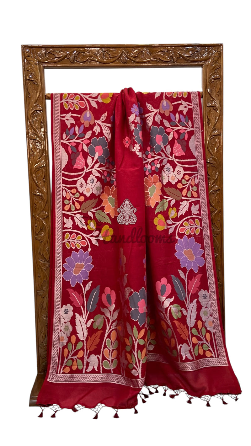 Pure Tussar Georgette Handloom Banarasi Saree With Meenakari