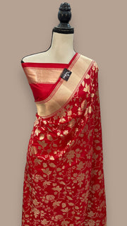 Pure Katan Silk Banarasi Handloom Saree - All over jaal work - The Handlooms