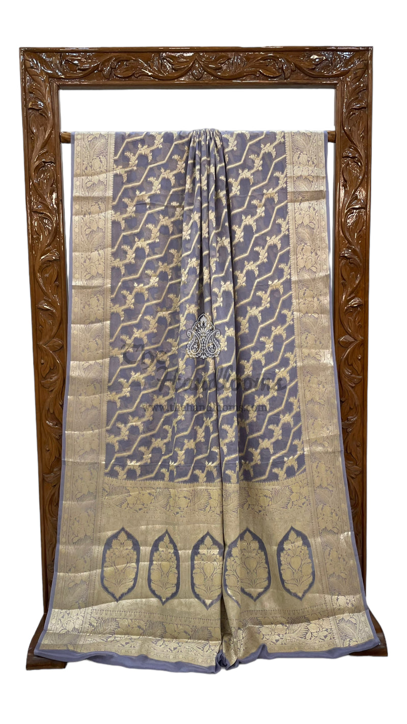 Pure Chiffon Khaddi Banarasi Saree - The Handlooms