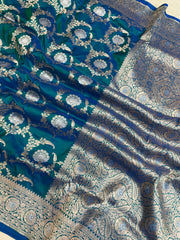Pure Katan Silk Banarasi Handloom Saree - All over Sona Roopa Jaal work - The Handlooms