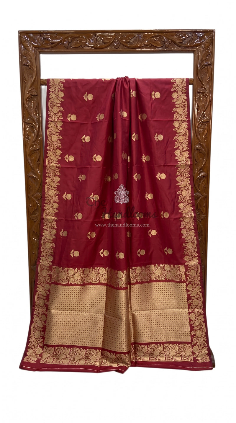 Pure Katan Silk Banarasi Handloom Saree - All Over Kadua Motifs