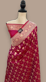 Pure Katan Silk Banarasi Handloom Saree - All over Jaal work - The Handlooms