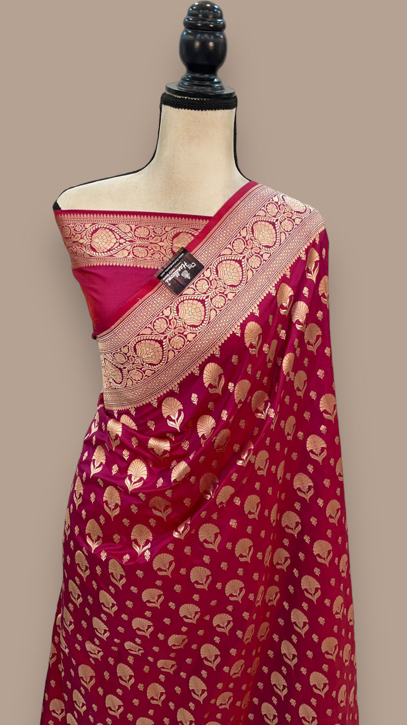 Pure Katan Silk Banarasi Handloom Saree - All over Jaal work - The Handlooms