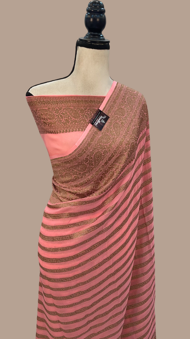 Khaddi Georgette Banarasi Saree -  Antique zari - The Handlooms