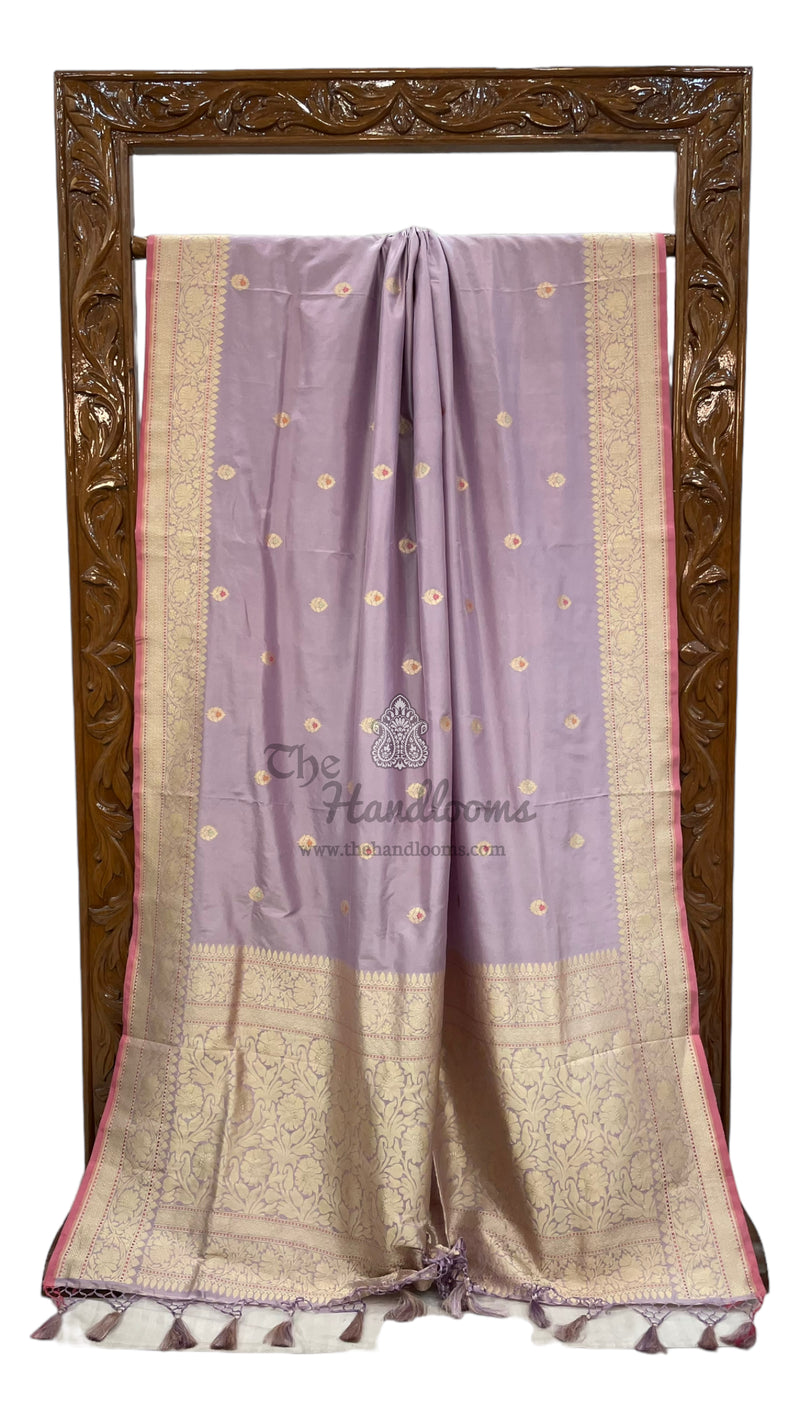 Pure Katan Silk Banarasi Handloom Saree - All over Kadua motifs With Meenakari - The Handlooms