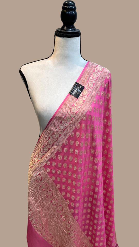 Pure Khaddi Georgette Dupatta - water zari - The Handlooms