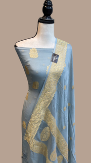 Pure Khaddi Georgette Banarasi Dress material - The Handlooms