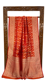 Orange Pure Katan Silk Banarasi Handloom Saree - All Over Jaal Work - The Handlooms