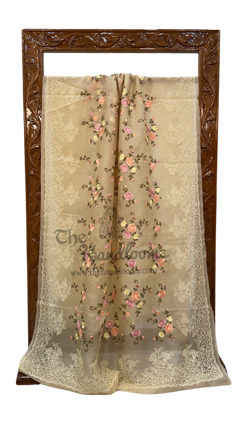 Organza Chikankari Handloom Banarasi Saree - The Handlooms