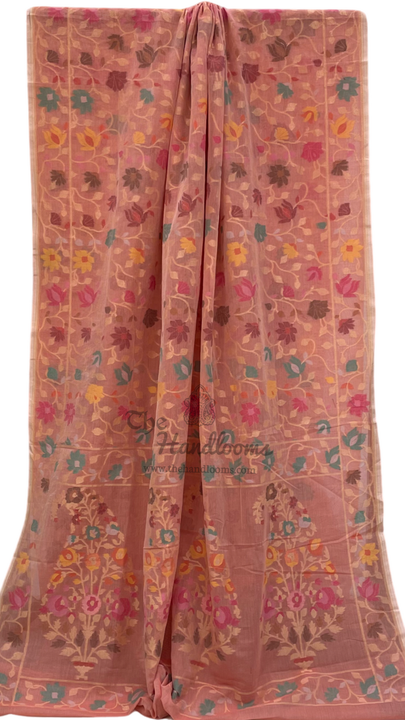 Pure Cotton Jamdani Handloom Banarasi Saree - The Handlooms