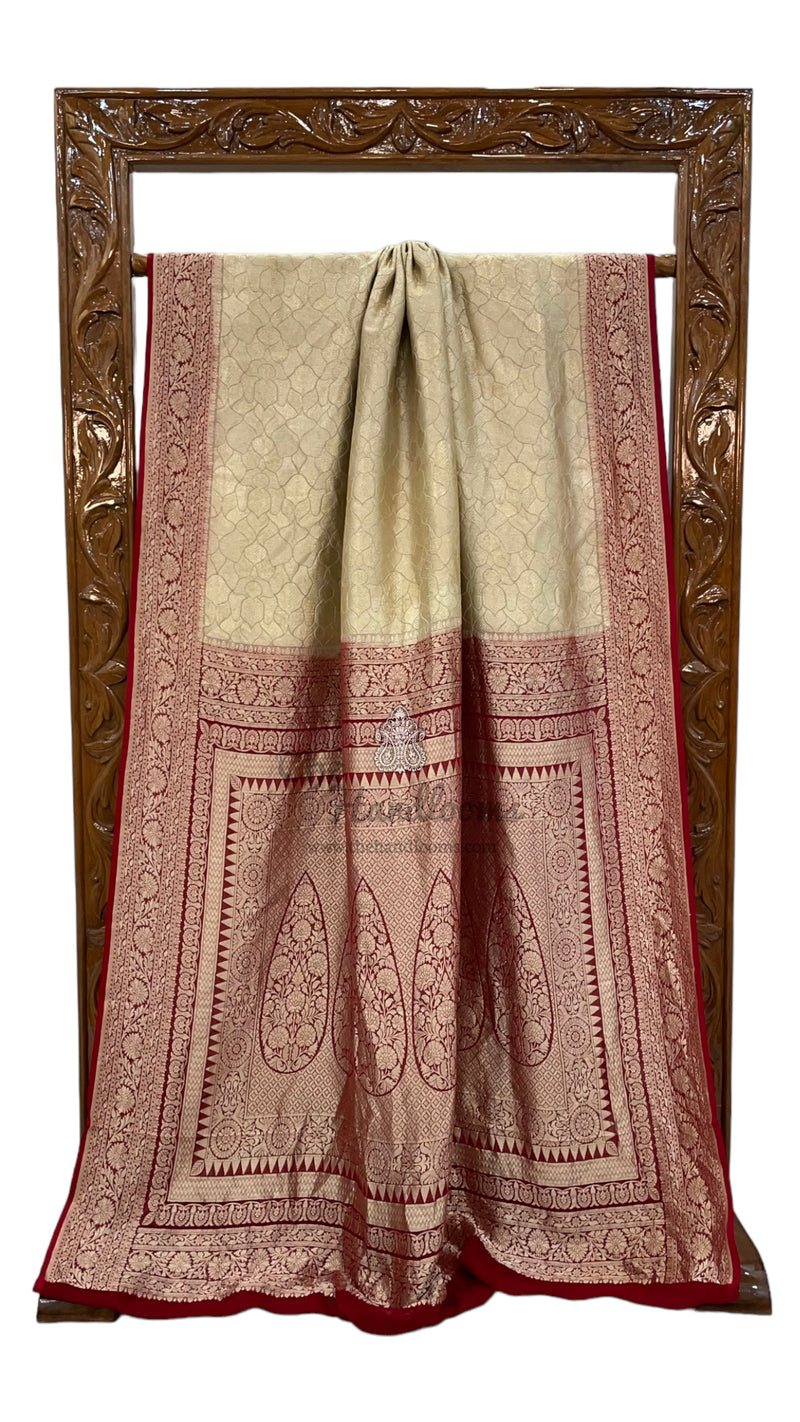 Khaddi Georgette Handloom Banarasi Saree - Tanchui Brocade - The Handlooms