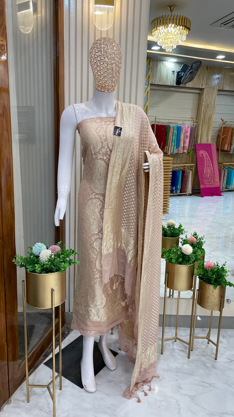 Khaddi Georgette Handlooms Banarasi Dress material - The Handlooms