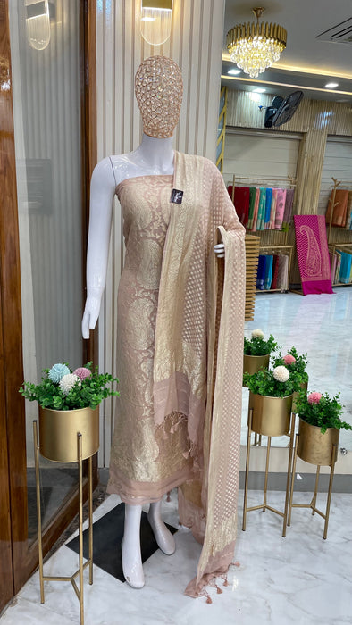 Khaddi Georgette Handlooms Banarasi Dress material Hn