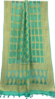 Pure Khaddi Georgette Dupatta - gold zari - The Handlooms