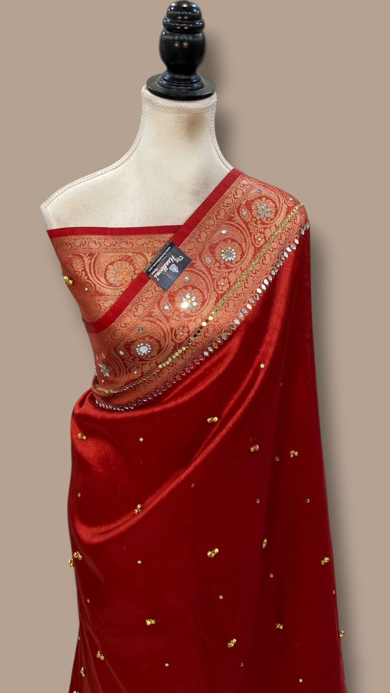 Pure Kora Tissue Silk Handloom Banarasi Saree - Handwork