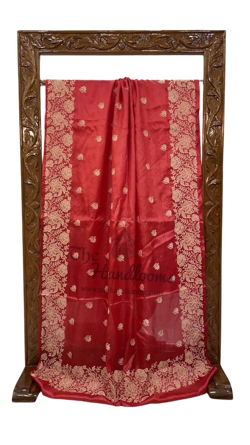 Tussar Silk Handloom Banarasi Saree With Chikankari - The Handlooms